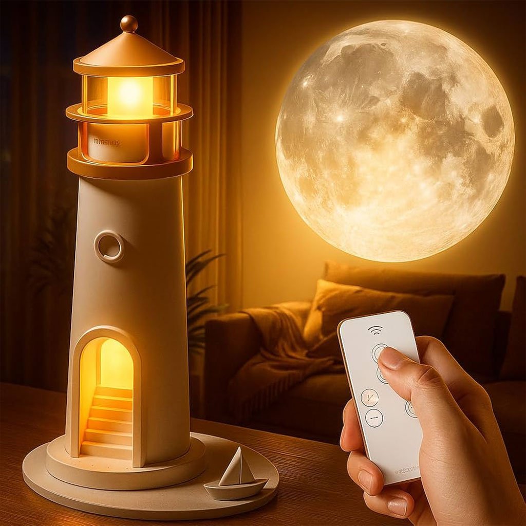 Veilleuse à Projection de Lumière de Lune avec Télécommande – جهاز عرض ضوء القمر