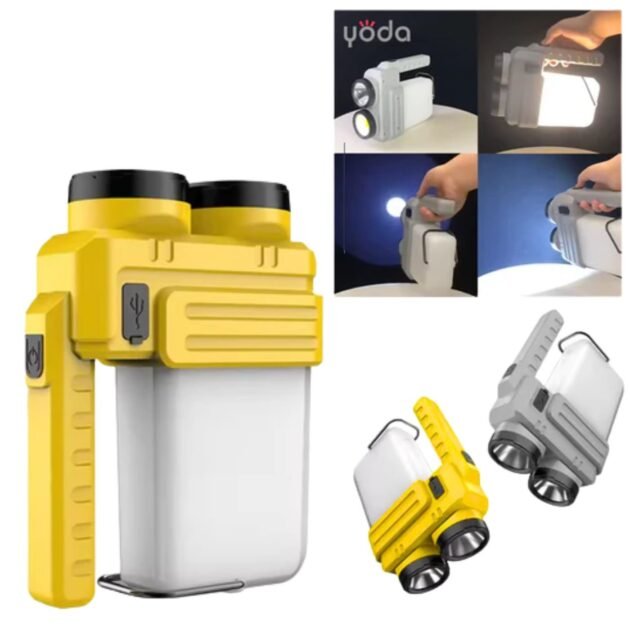 مصباح تخييم مع بنك طاقة محمول قابل لإعادة الشحن