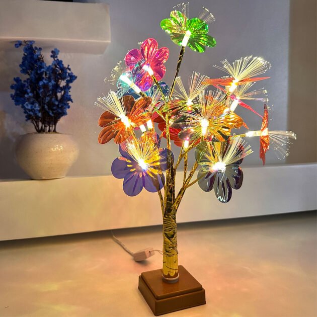 Lampe de Table Fleurs Colorés avec LED – مصباح طاولة للديكور