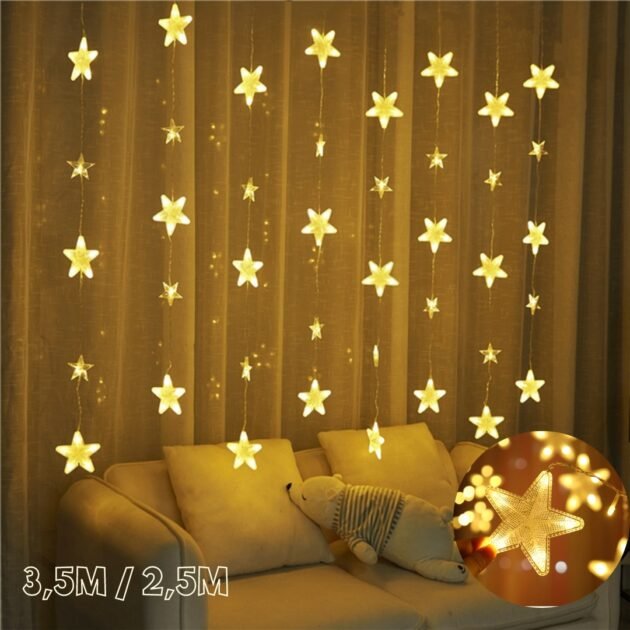 Guirlande lumineuse rideau Stars LED Imperméable 2.5/3.5M  220V