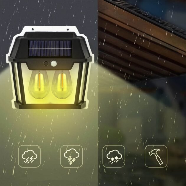 Applique murale solaire étanche pour petite maison, fil Rett à induction, lumière chaude, cour, villa, jardin, extérieur