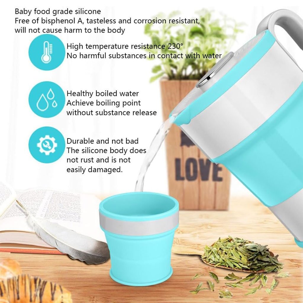 Bouilloire Électrique Pliable en Silicone Alimentaire avec Gobelet Pliable – غلاية مياه قابلة للطي ومحمولة - الصورة 4