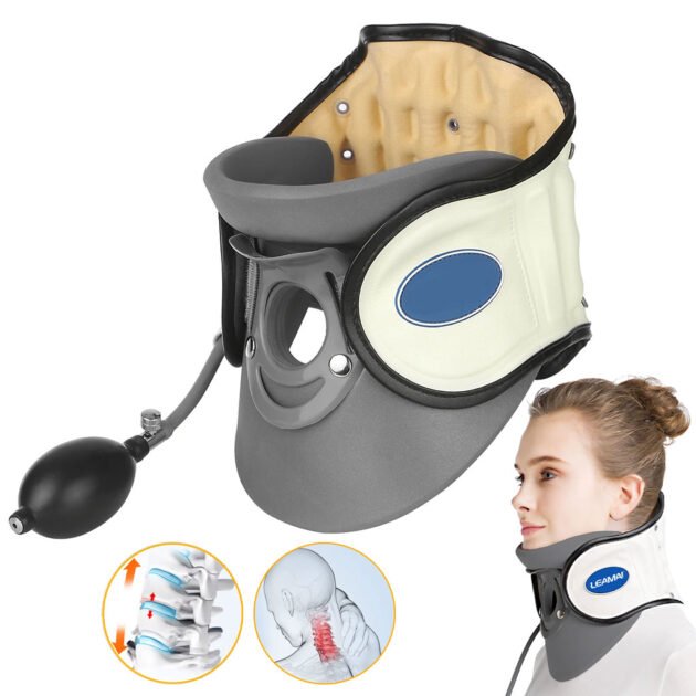 STARICARE Civière de cou gonflable et rétracteur de traction cervicale avec pompe – أداة تصحيح وضعية العنق