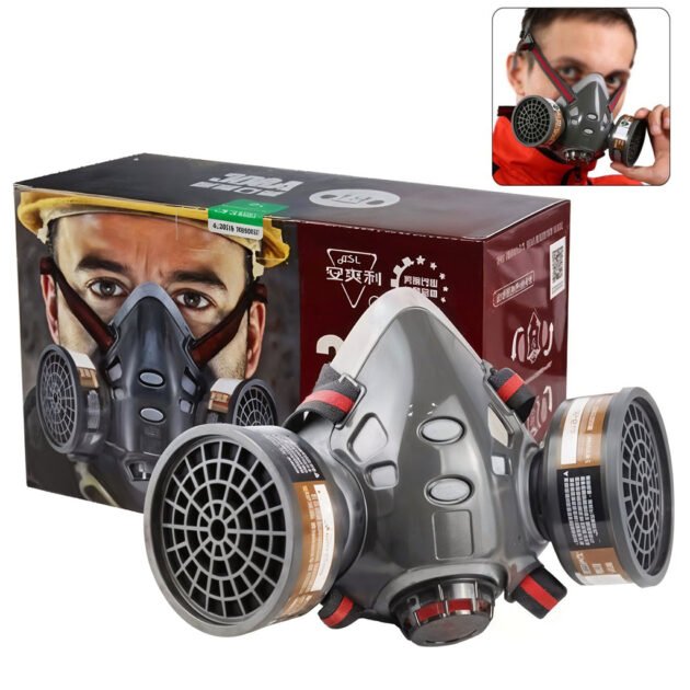 Masque de protection gaz avec 2 filtres au gel de silice – قناع تنفس للحرفيين