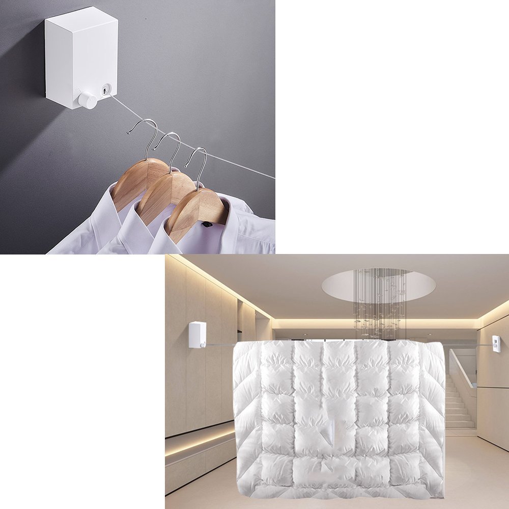 حبل غسيل جداري تلسكوبي مصنوع من سلك الفولاذ المقاوم - الصورة 4