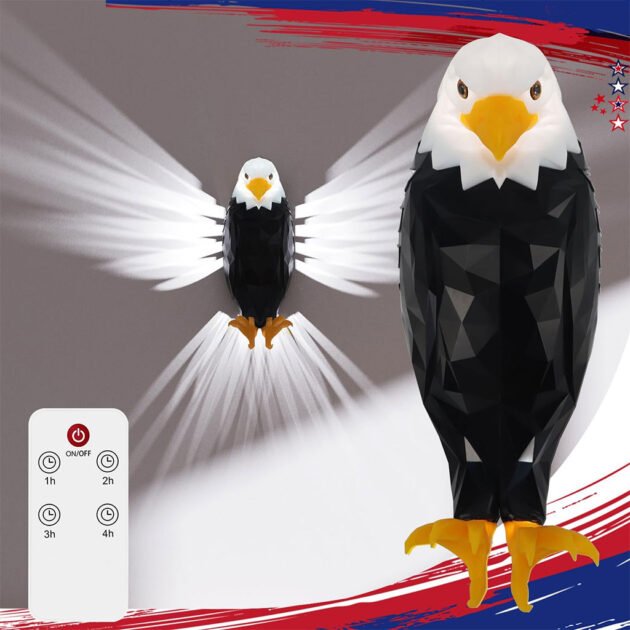 Applique murale LED en forme d’aigle à tête blanche Rechargeble avec Télécommande – مصباح ديكور على شكل نسر