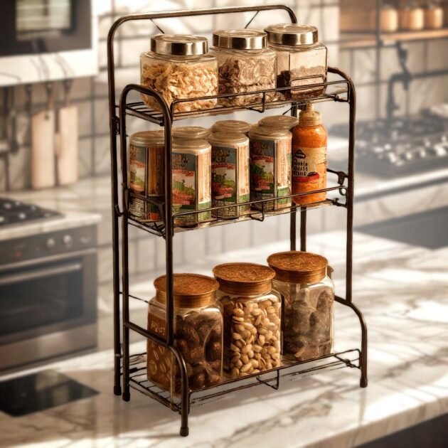 Étagère de Rangement à 3 Niveaux 59x19x35cm – وحدة رفوف تخزين بثلاث طبقات