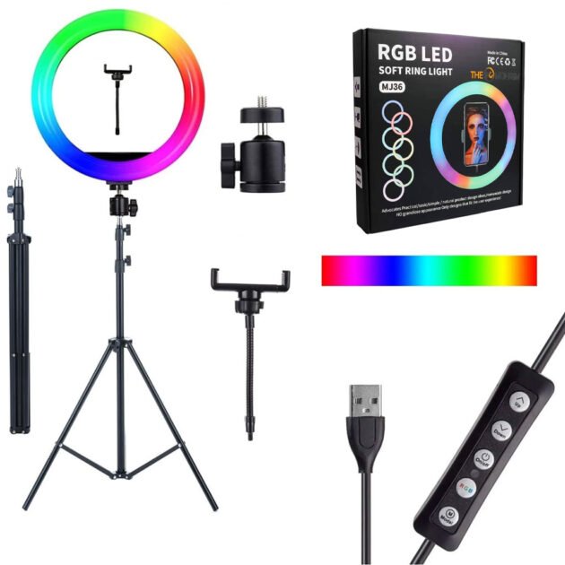 MJ-36 RGB LED Soft Ring Light With Stand-Selfie Light