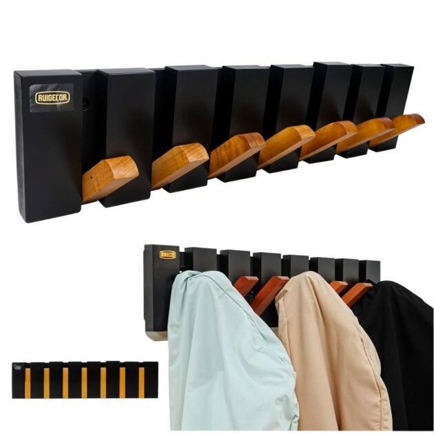 علاقة ملابس خشبية على شكل بيانو مزودة ب 7