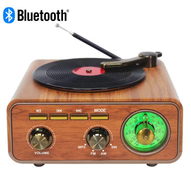 Haut Parleur et Radio tourne-disque vintage Bluetooth Sans Fil – مكبر صوت بلوتوث على شكل راديو