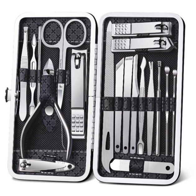 Ensemble de pédicure coupe-ongles 16 pièces avec ciseaux pince à épiler outils de manucure professionnels