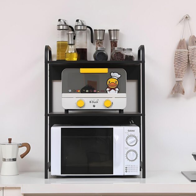 Support pour four à micro-ondes et étagère de rangement 3 étages – منظم أغراض وحامل ميكروويف