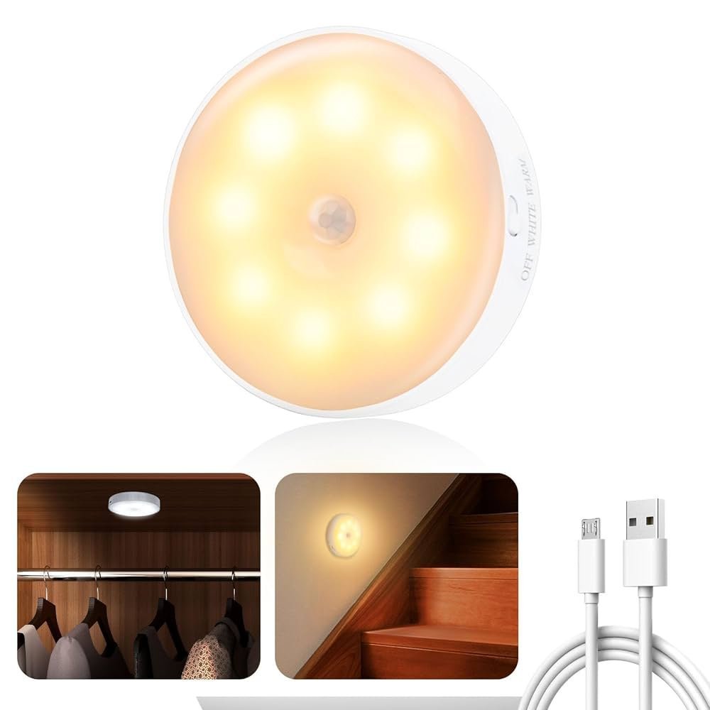 مصباح ذكي قابل لإعادة الشحن لاسلكيًا مزود بمستشعر حركة