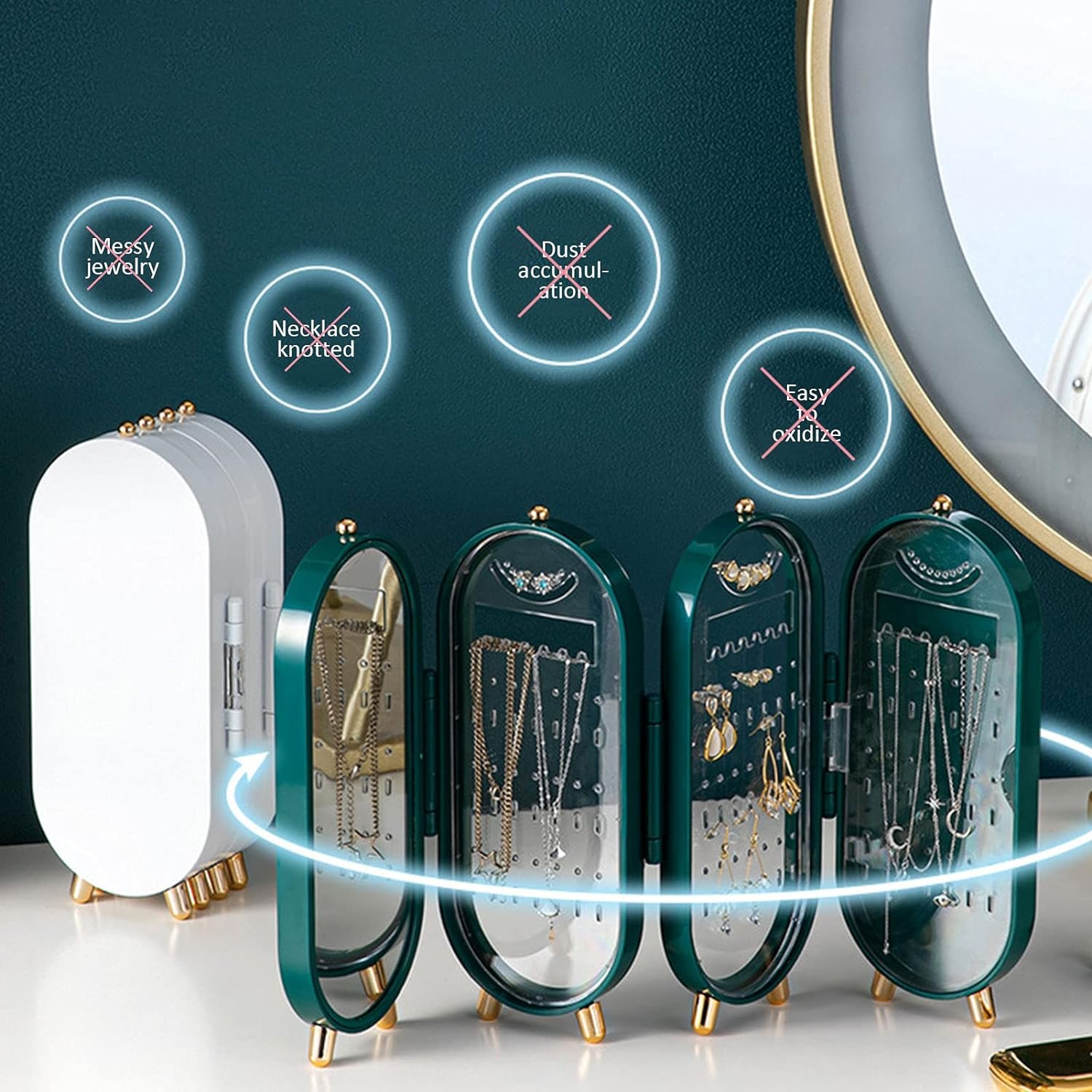 Présentoir Boîte de rangement de bijoux pliable, organisateur de boucles d’oreilles, - الصورة 2