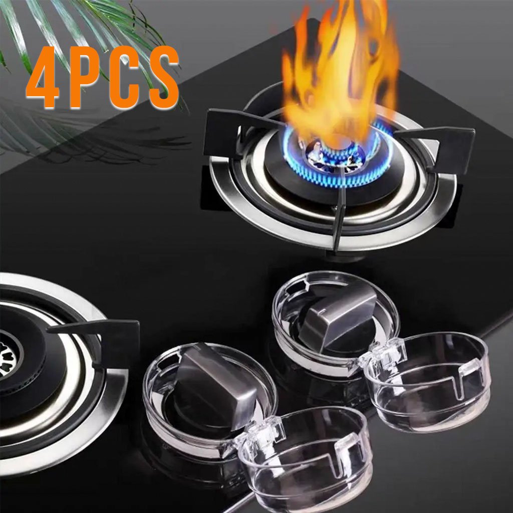 Pack de 4Pcs protections transparentes universelles pour boutons de cuisinière à gaz – طقم أغطية أزرار موقد الطبخ