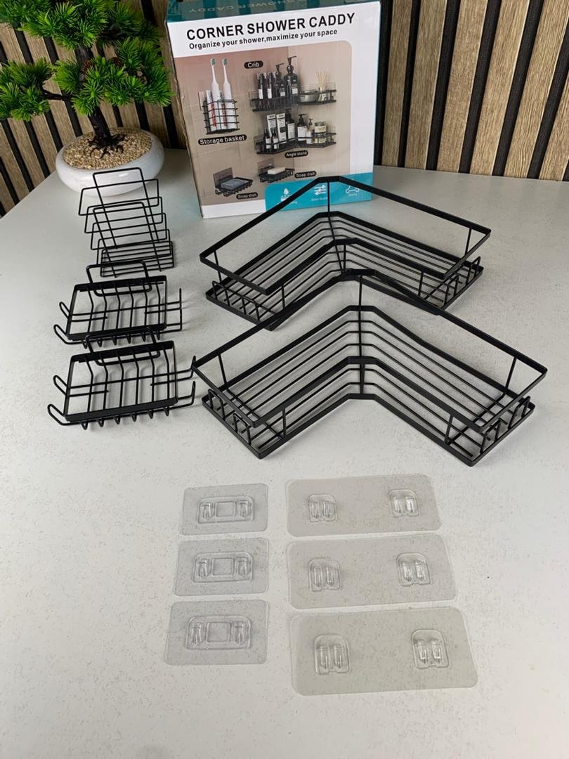 Étagère de rangement pour salle de bain 5pcs en acier inoxydable – طقم رفوف تنظيم للحمام - الصورة 4