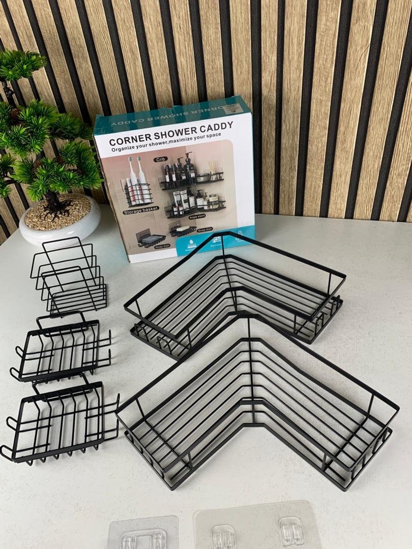 Étagère de rangement pour salle de bain 5pcs en acier inoxydable – طقم رفوف تنظيم للحمام - الصورة 3