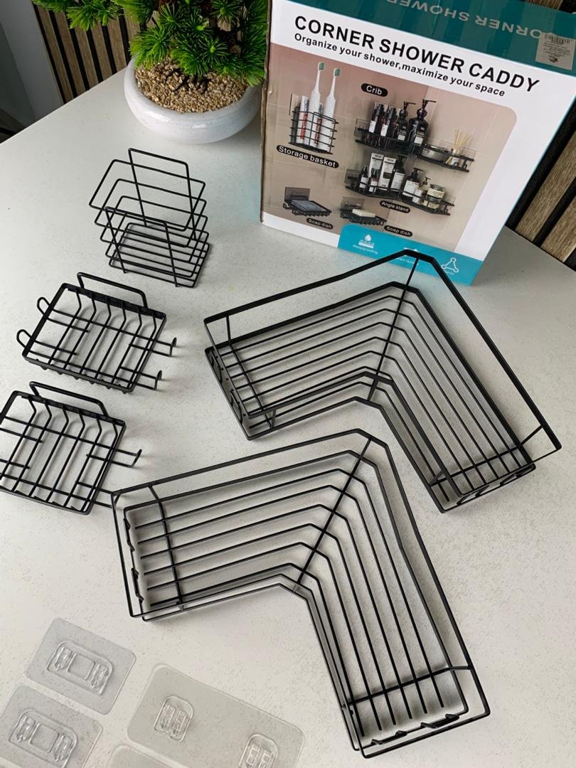 Étagère de rangement pour salle de bain 5pcs en acier inoxydable – طقم رفوف تنظيم للحمام - الصورة 2