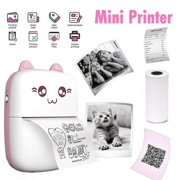 طابعة حرارية لاسلكية صغيرة تعمل بتقنية البلوتوث للهواتف