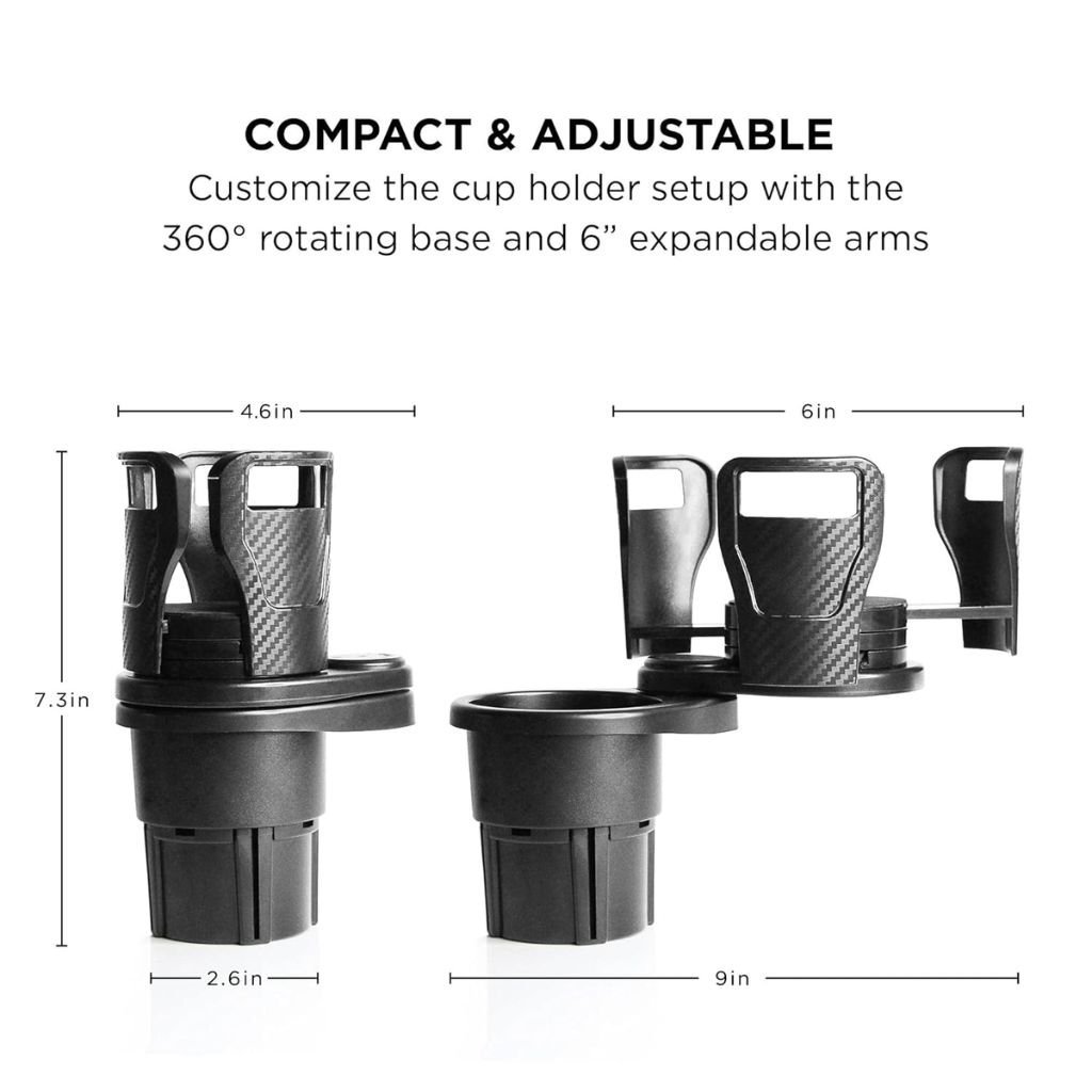 حامل أكواب سيارة قابل للتمديد 2 في 1 مع - الصورة 7