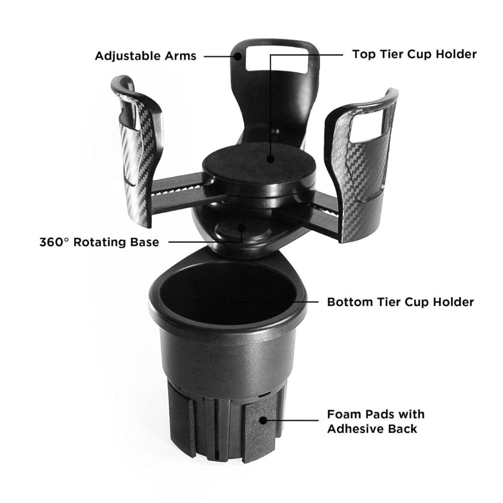 حامل أكواب سيارة قابل للتمديد 2 في 1 مع - الصورة 6