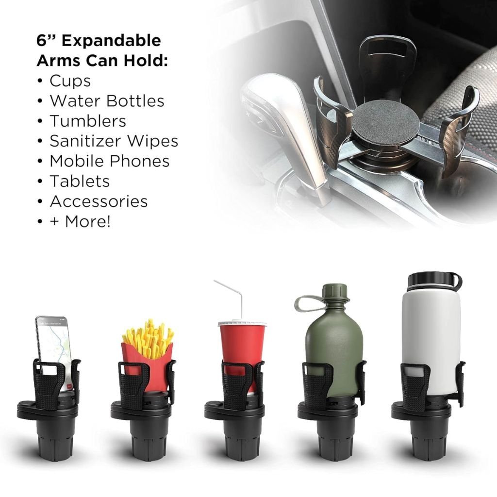 حامل أكواب سيارة قابل للتمديد 2 في 1 مع - الصورة 5