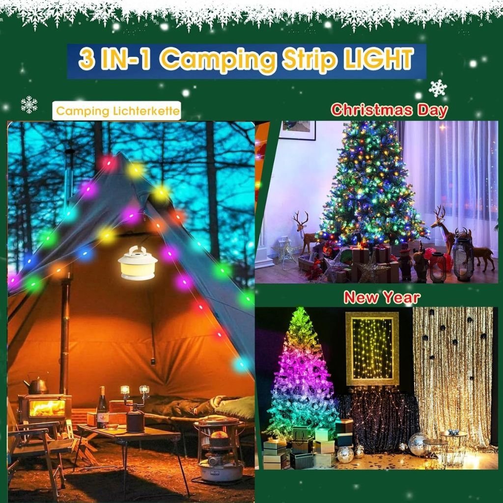 أضواء سلسلة خارجية قابلة لإعادة الشحن بطول 20 مترًا - الصورة 2