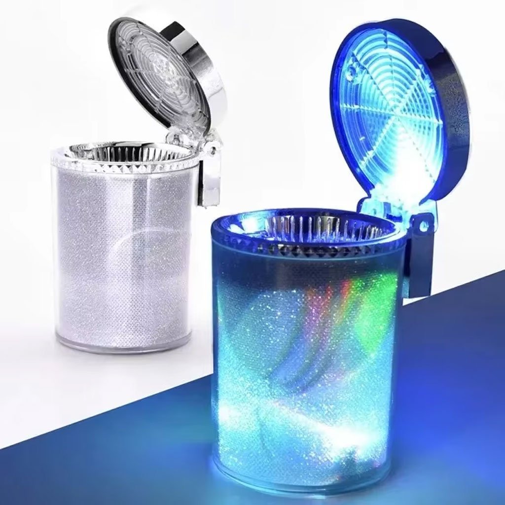 منفضة سجائر مزودة بغطاء مانع للروائح وإضاءة ملونة - الصورة 2