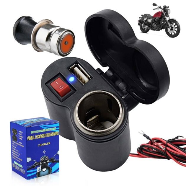 شاحن دراجة نارية بقوة 12 فولت يُثبّت على المقود