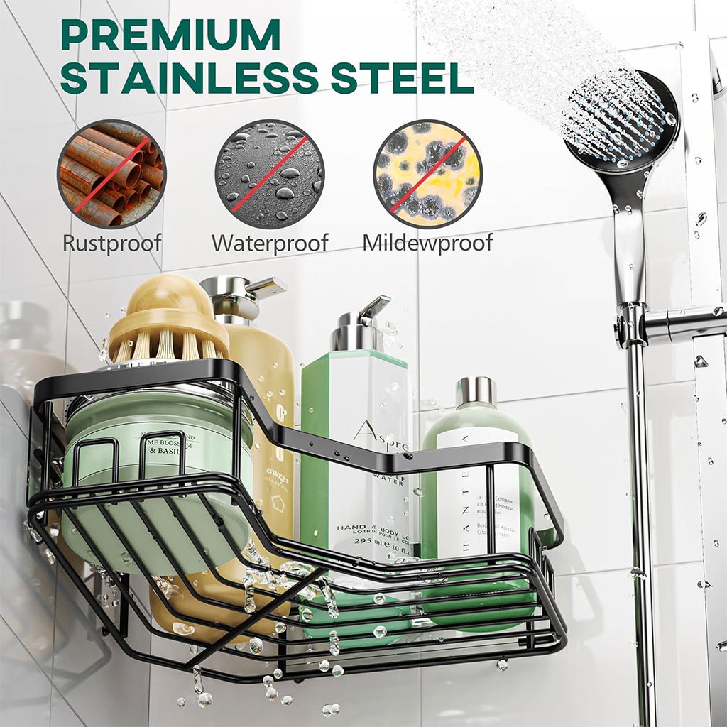 Étagère de rangement pour salle de bain 5pcs en acier inoxydable – طقم رفوف تنظيم للحمام - الصورة 7