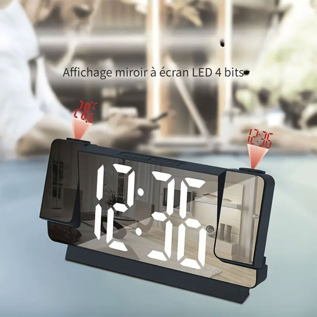 ساعة منبه مزودة بجهاز عرض وشاشة عرض كبيرة الحجم - الصورة 5