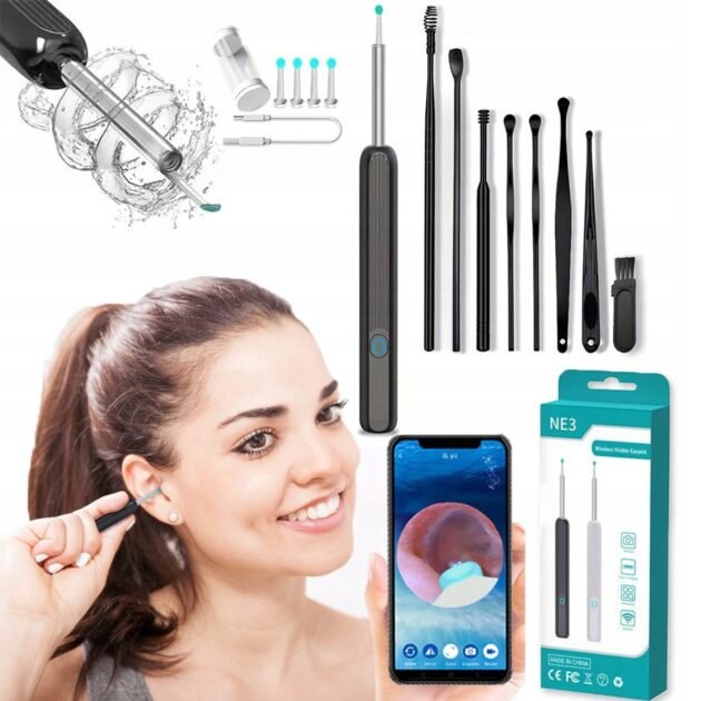 طقم تنظيف الأذن الذكي اللاسلكي مزود بكاميرا وضوء