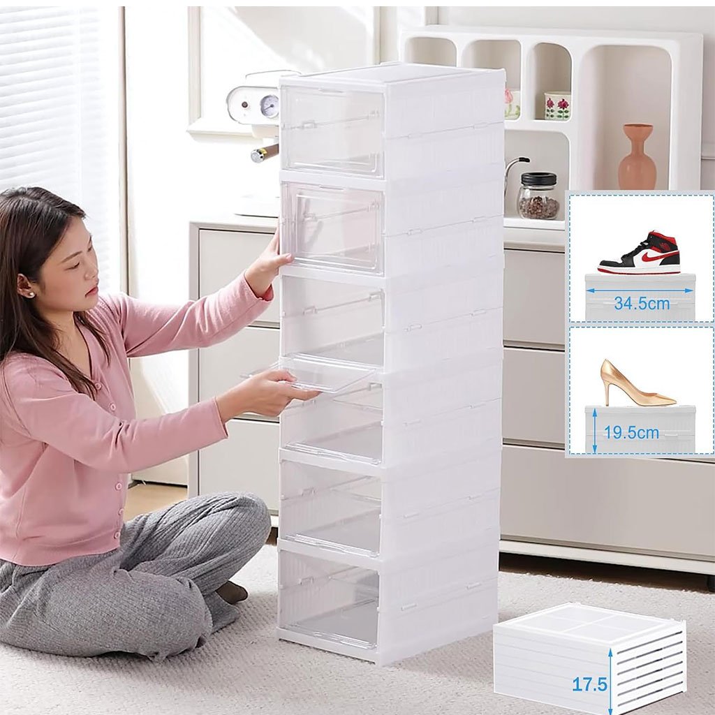 Étagère à chaussures pliable transparente à 6 niveaux facile à ranger – منظم أحذية قابل للطي وسهل التركيب - الصورة 6