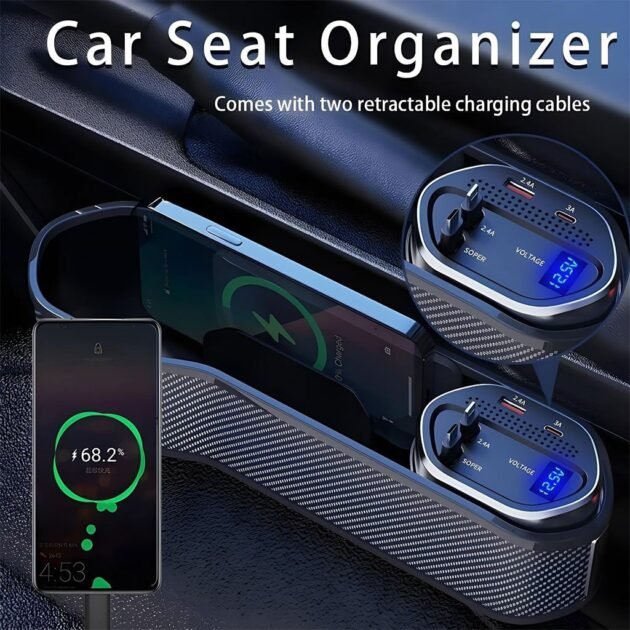 منظم مقعد السيارة 5 في 1 مع شاحن لاسلكي