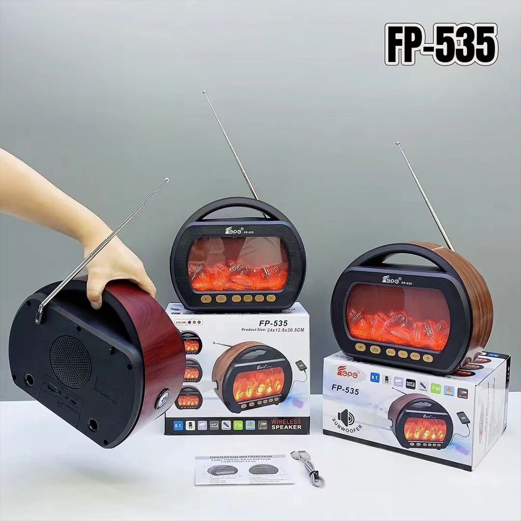 Haut Parleur Bluetooth sans fil Motif Flamme Style Rétro FP-535 – مكبر صوت بلوتوث - الصورة 5