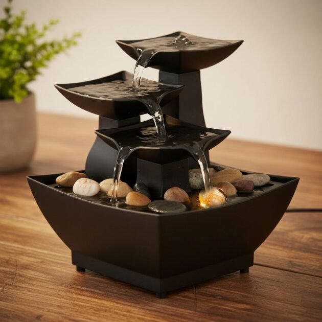 نافورة شلال مزودة بإضاءة الداخلي وإضفاء جو V4