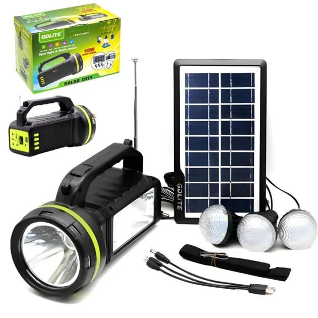 نظام إضاءة شمسية GD2000A مع مكبر صوت بلوتوث