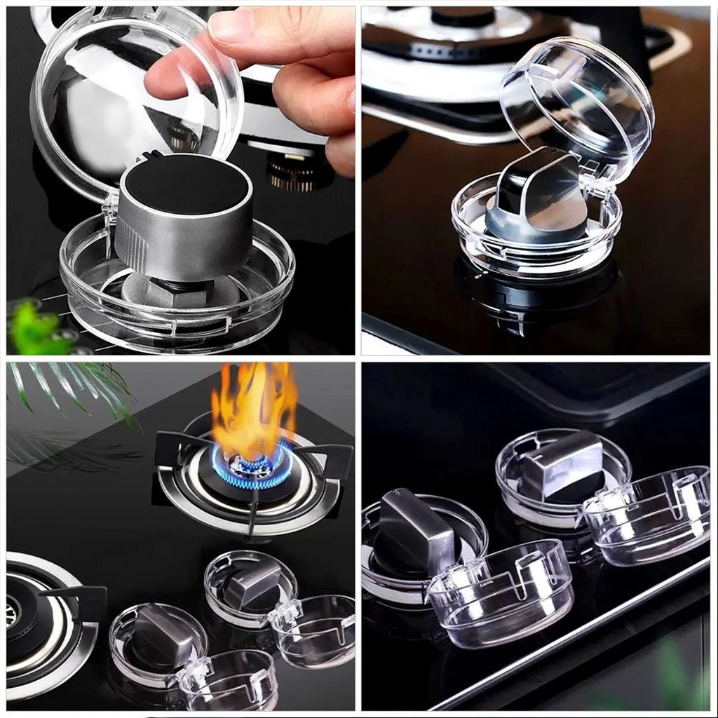 Pack de 4Pcs protections transparentes universelles pour boutons de cuisinière à gaz – طقم أغطية أزرار موقد الطبخ - الصورة 5