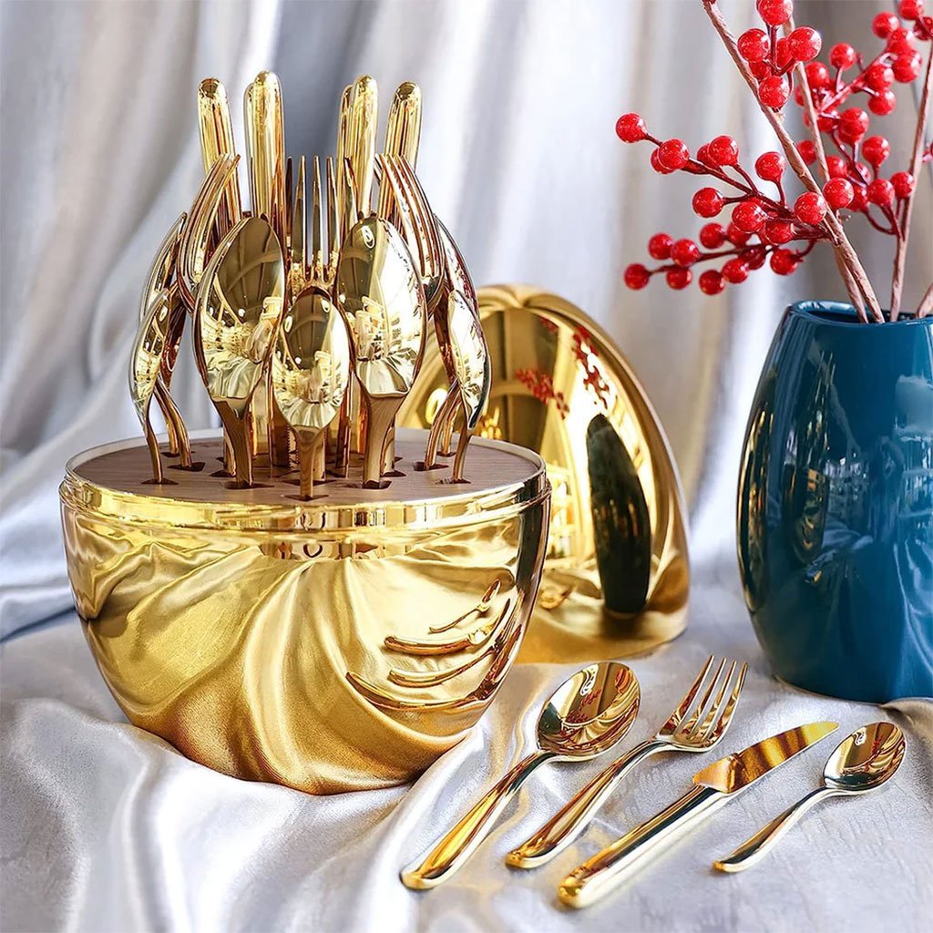 طقم أدوات مائدة إبداعي على شكل بيضة ذهبية مكون - الصورة 2