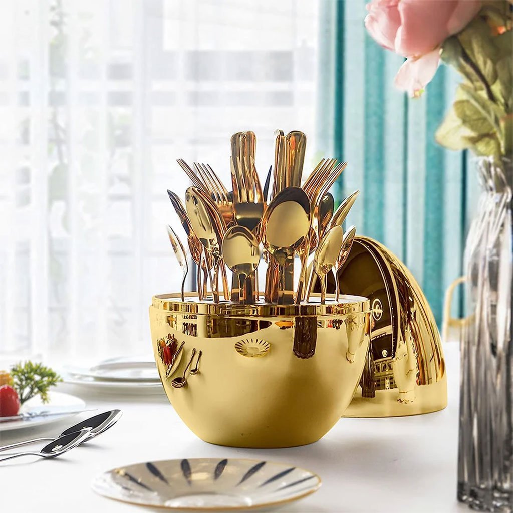 طقم أدوات مائدة إبداعي على شكل بيضة ذهبية مكون - الصورة 4