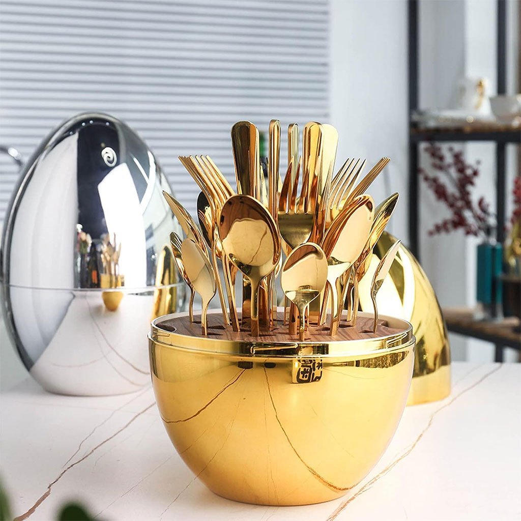 طقم أدوات مائدة إبداعي على شكل بيضة ذهبية مكون - الصورة 6