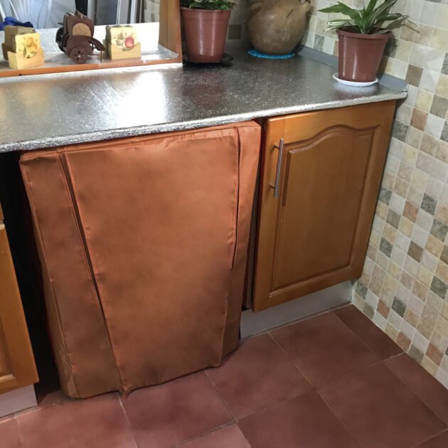 Housse Machine à Laver avec Fermeture Eclair 84×60×60cm - بني