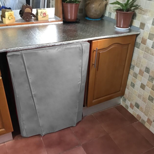 Housse Machine à Laver avec Fermeture Eclair 84×60×60cm - رمادي