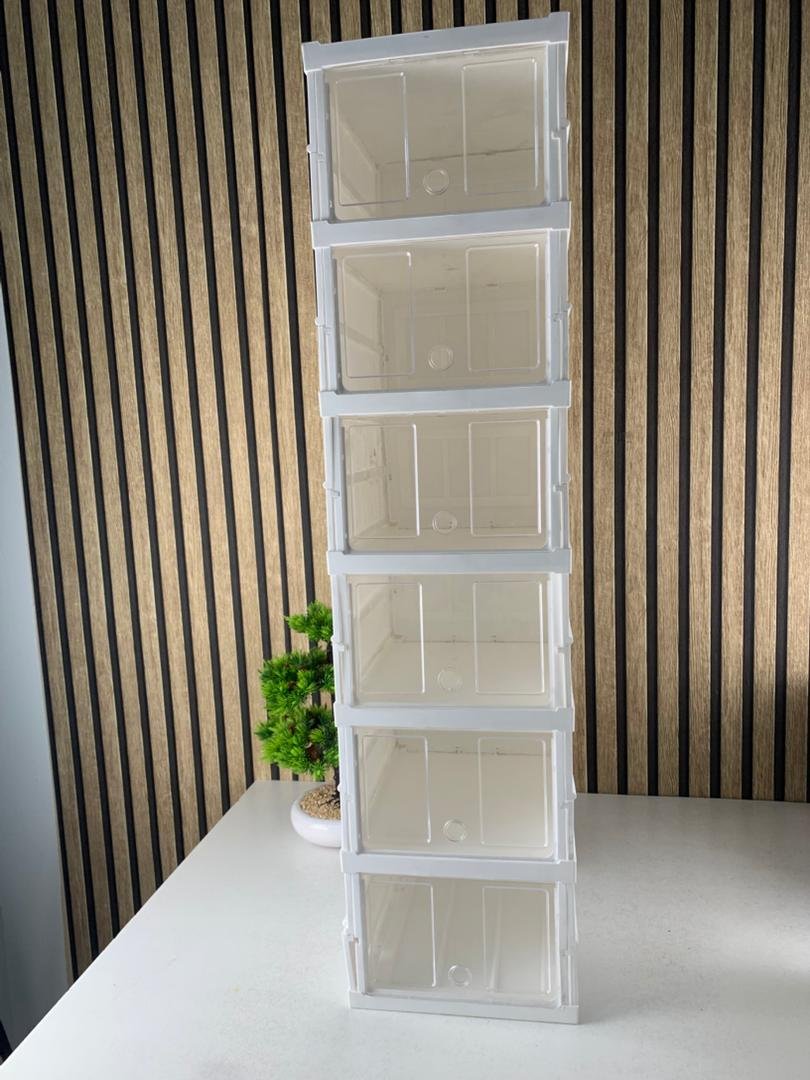 Étagère à chaussures pliable transparente à 6 niveaux facile à ranger – منظم أحذية قابل للطي وسهل التركيب - الصورة 2