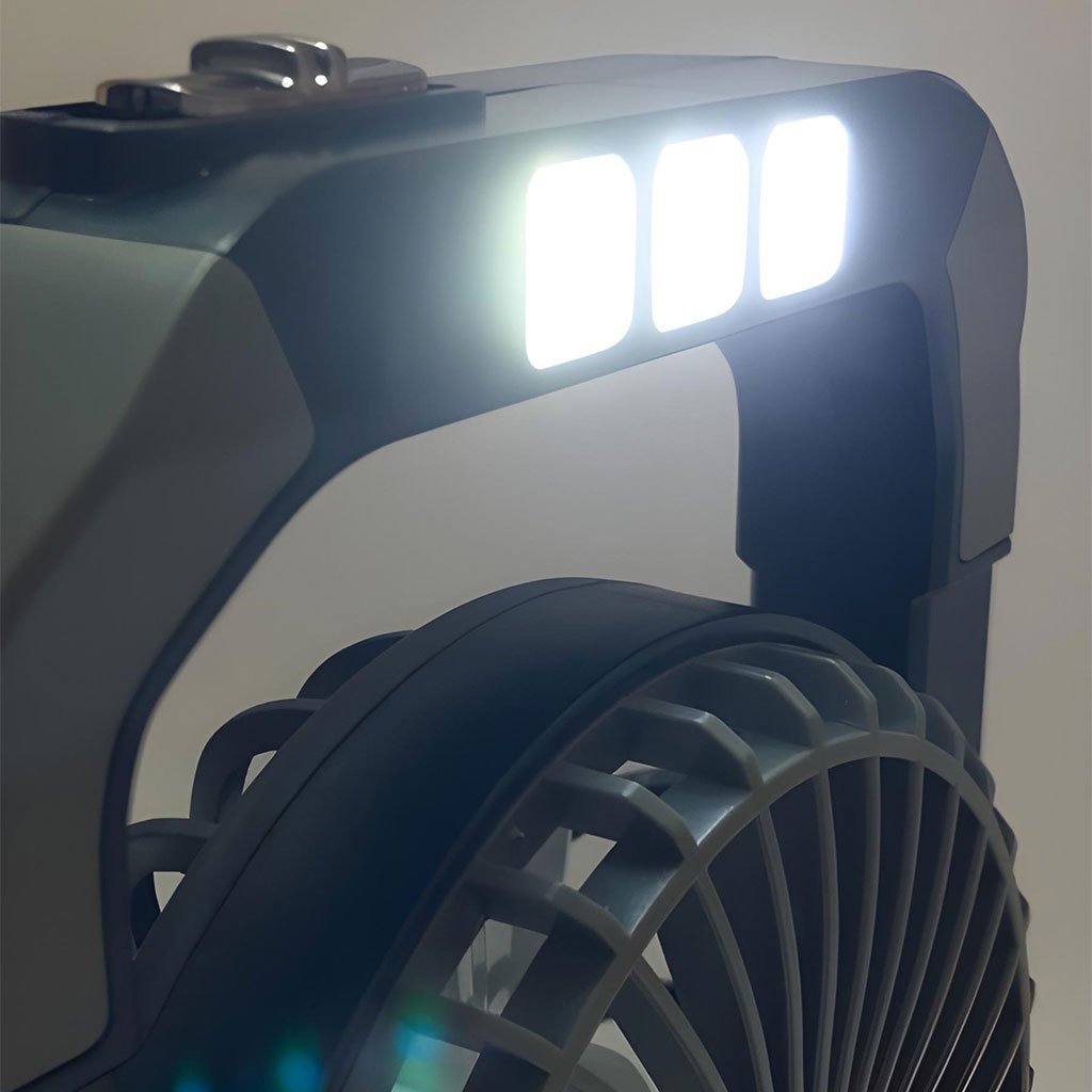 مروحة محمولة قابلة لإعادة الشحن مزودة بمصباح يدوي - الصورة 5