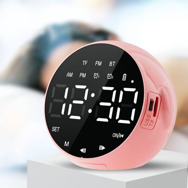 مكبر صوت بلوتوث وساعة منبه رقمية مكتبية