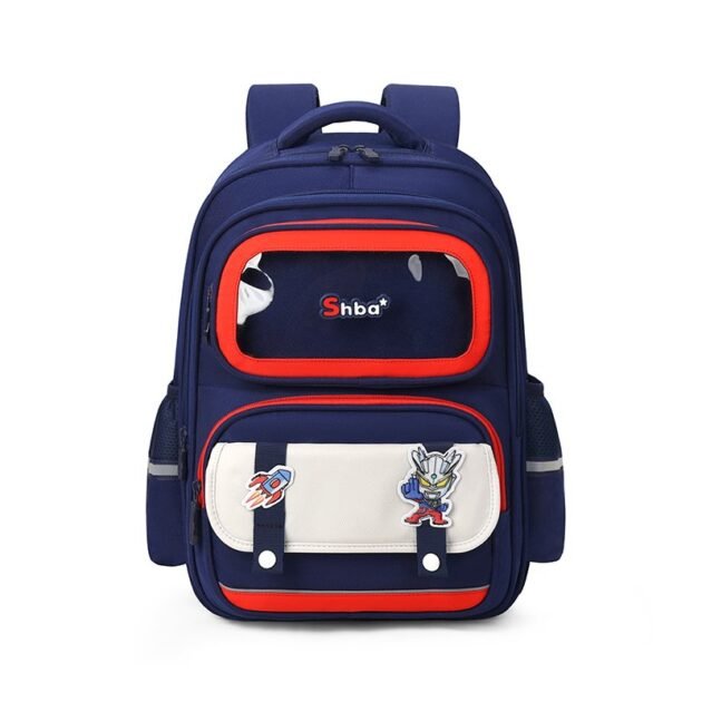 حقيبة ظهر مرحة مزودة بأقسام ولعبة قطيفة أزرق داكن