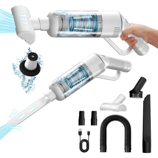 مكنسة كهربائية لاسلكية محمولة مع 4 رؤوس ملحقة