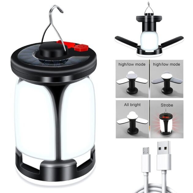 فانوس تخييم قابل لإعادة الشحن مع 6 أوضاع إضاءة