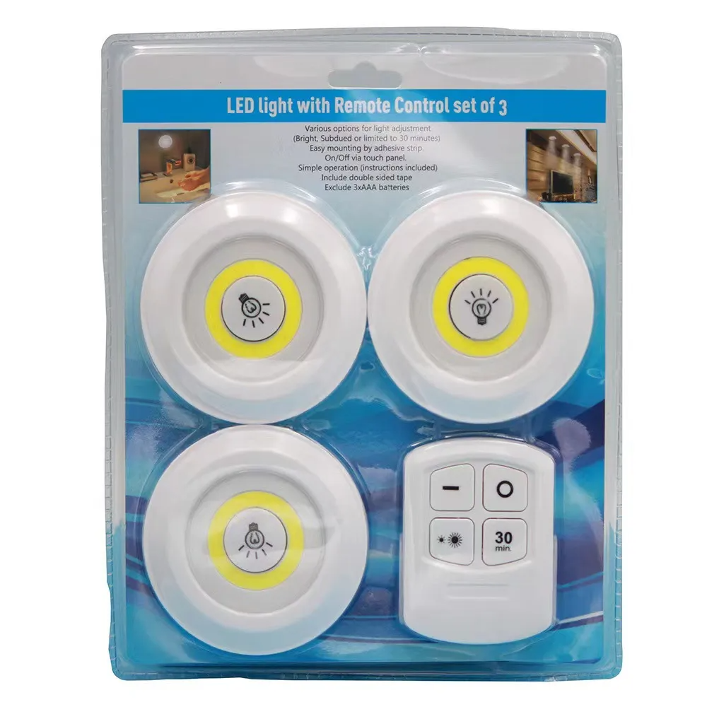 Kit de 3 lampes Led sans fil avec télécommande - الصورة 2